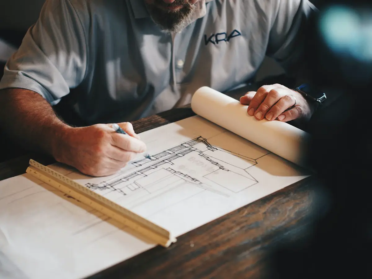 Illustrative photograph of an architectural model on a desk. Not a ULOT Construction project.